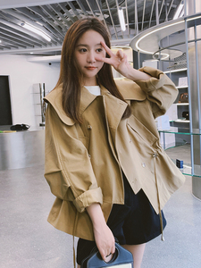 娃娃领短款卡其色风衣外套女2025春秋新款春装今年流行高级感上衣图片
