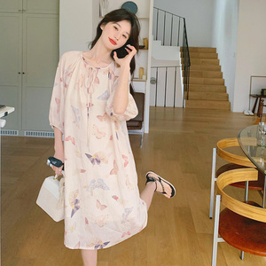 新中式国风连衣裙女2025春秋新款设计感小众宽松显瘦小个子碎花裙图片