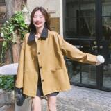 皮衣外套女春秋中长款2025新款显瘦独特撞色时尚chic气质夹克风衣，女装风衣，浙宝288（原255）