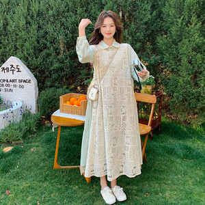 甜美叠穿刺绣镂空背心裙2025年春季新款宽松百搭长款连衣裙潮图片