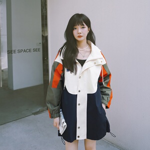 【新款】2022秋装新款藏青拼白工装风衣255-2231-P145控208,女装风衣,浙宝288（原255）