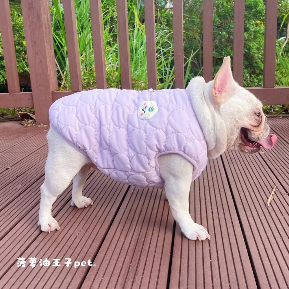 新款宠物衣服冬装加厚毛绒保暖爱心防风棉衣马甲背心法斗胖狗衣服