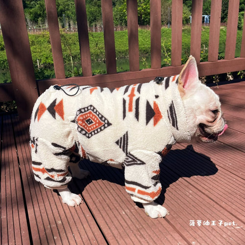 新款宠物衣服 狗狗秋冬装加厚保暖毛绒四脚裤连体衣 中大型犬法斗