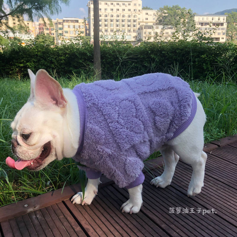 新款宠物衣服 狗狗秋冬装保爱心毛绒衫 法斗　泰迪雪纳瑞衣服胖狗
