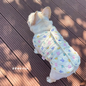 新款 法斗胖狗衣服 后背开扣 宠物衣服 秋冬保暖可爱棉麻马甲背心