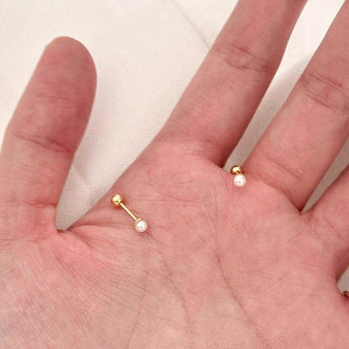 925银针迷你小珍珠螺丝拧耳钉