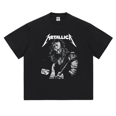 Metallica复古做旧黑色短袖T恤