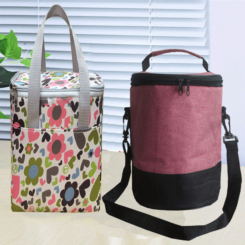 带饭的袋子日式圆形便当袋饭盒袋大容量午餐手提袋加厚保温桶套