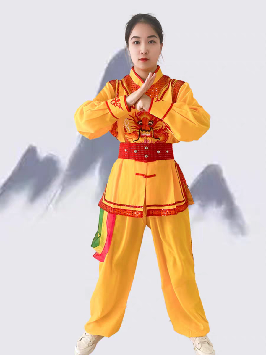 锣鼓服舞龙舞狮衣服男女秧歌衣打鼓服装绣龙打鼓衣耍龙服装打鼓服