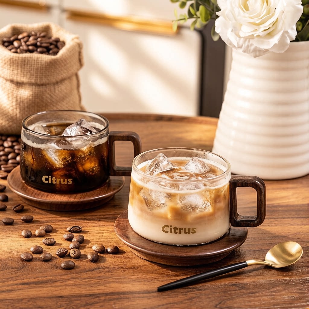 咖啡杯高档精致日式碟套装下午茶轻奢带勺高颜值咖啡玻璃杯子