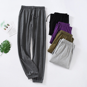 夏季 睡裤 宽松大码 休闲全棉运动家居裤 男女夏秋长裤 纯棉束脚薄款