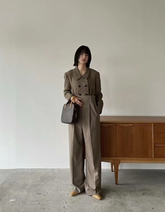 特卖CLANE松本系带背带阔腿裤,显瘦宽松高腰百搭休闲西装裤