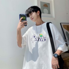@Hong Kong style cotton base T-shirt short sleeve half sleeve 5 / 6 sleeve