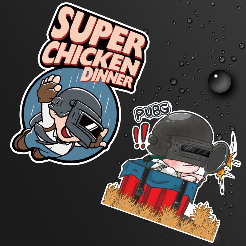 绝地求生和平精英PUBG车贴三级头伏地魔吃鸡头盔跑毒游戏汽车贴纸