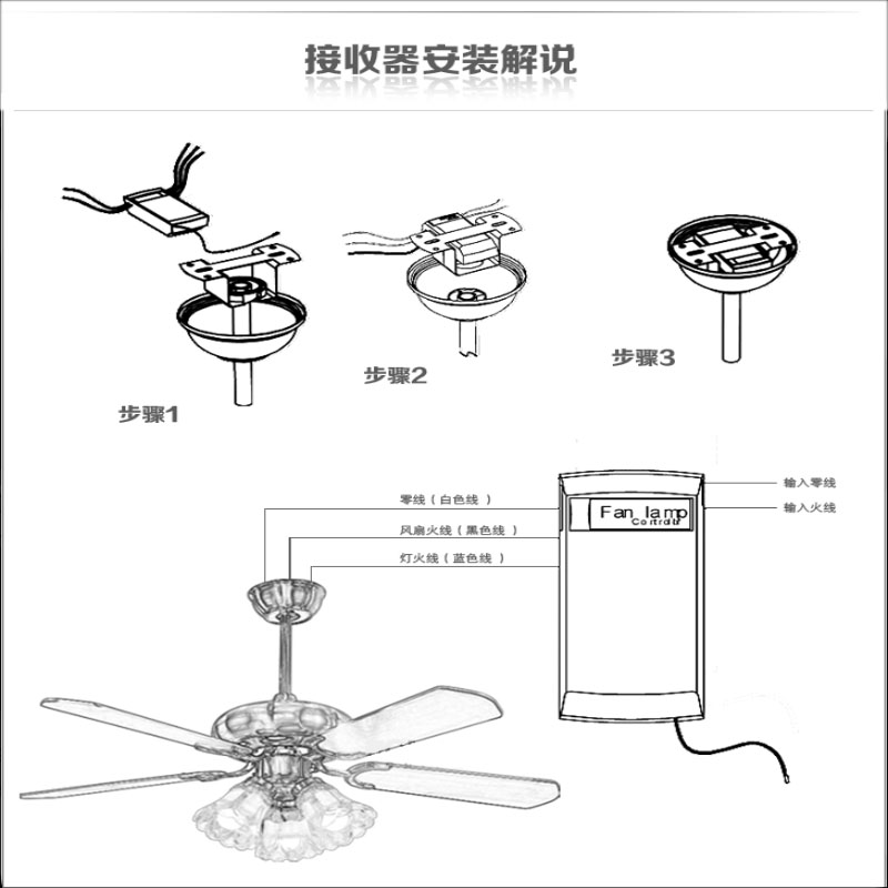 吊扇灯遥控器开关通专用接收调速转换控制调速器带电风扇吊灯配件