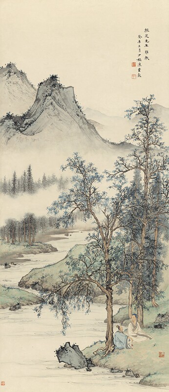 近代陈少梅高士图高清微喷原大复制品装裱临摹画稿国画