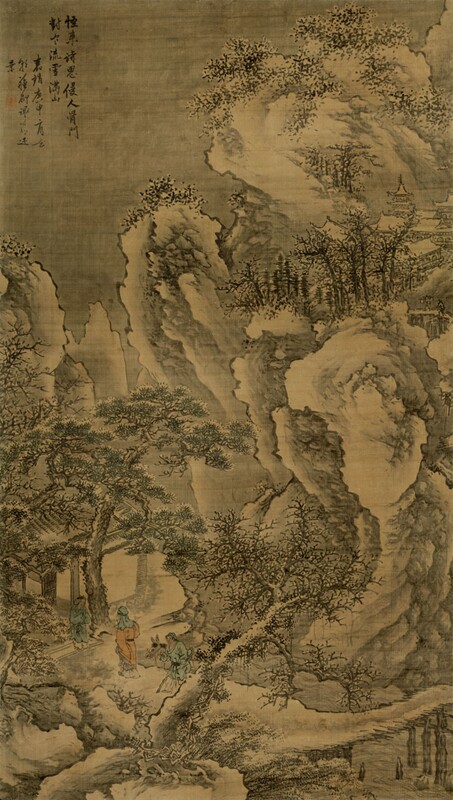 明谢时臣雪山寒溪原大挂轴装饰画仿古字画高清复制品微喷卷轴临摹