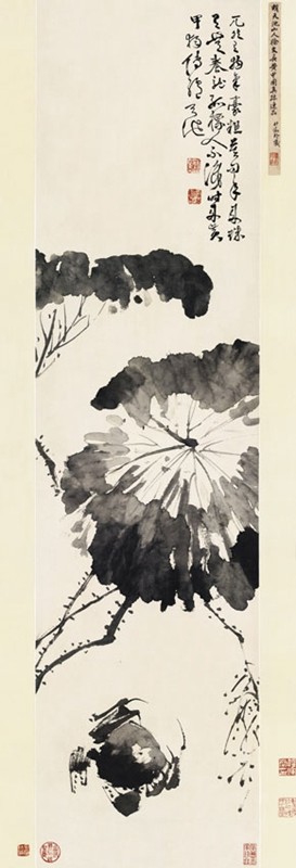 明徐渭黄甲图原大挂画画稿装饰高清复制品微喷装裱临摹挂轴客厅