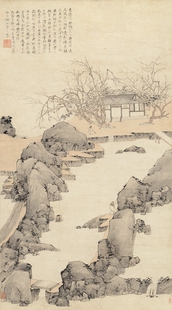 清弘仁林越寻梅图原大挂轴名画装饰高清原作版画微喷卷轴临摹挂画