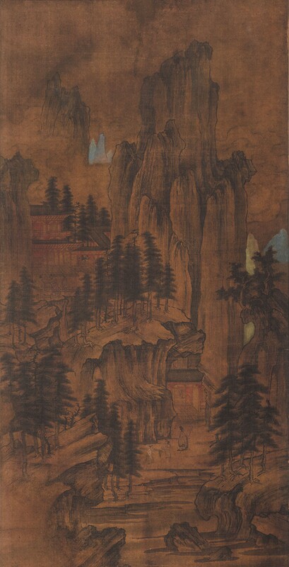 明佚名山奕侯约图原大挂轴装饰画装饰高清复制品微喷装裱临摹挂画