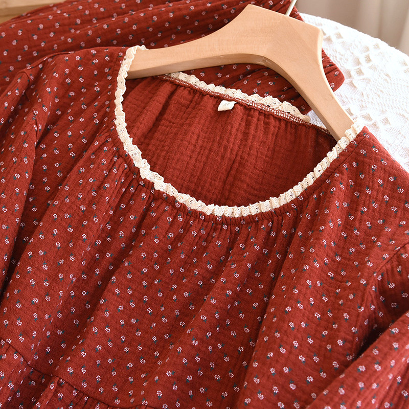 碎花套头睡衣女春秋纯棉纱布长袖套装口袋红色2026新款夏天家居服,女士内衣/男士内衣/家居服,睡衣/家居服套装,淘宝优惠券,粉丝福利购,淘宝优惠卷