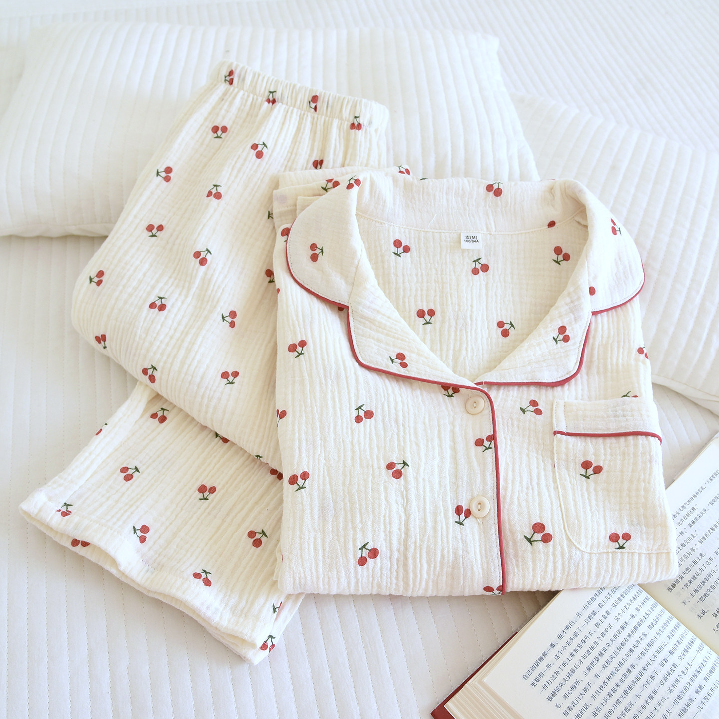 100%全棉睡衣女春秋2026新款夏长袖大码田园风纯棉双层纱布家居服,女士内衣/男士内衣/家居服,睡衣/家居服套装,淘宝优惠券,粉丝福利购,淘宝优惠卷