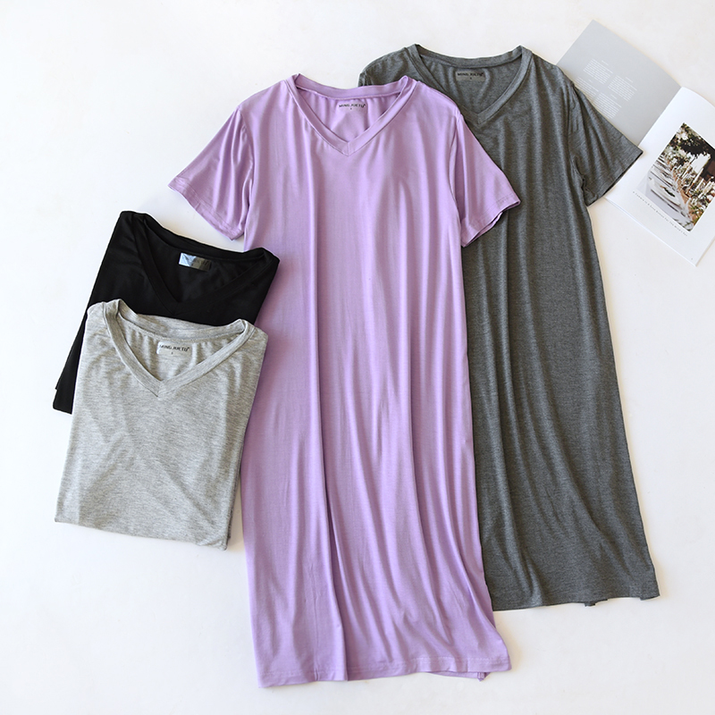 莫代尔纯色简约风弹力新款睡裙