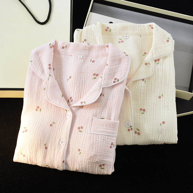 带胸垫睡衣女春秋纯棉双层纱布长袖防凸点2026年新款薄夏季家居服,女士内衣/男士内衣/家居服,睡衣/家居服套装,淘宝优惠券,粉丝福利购,淘宝优惠卷