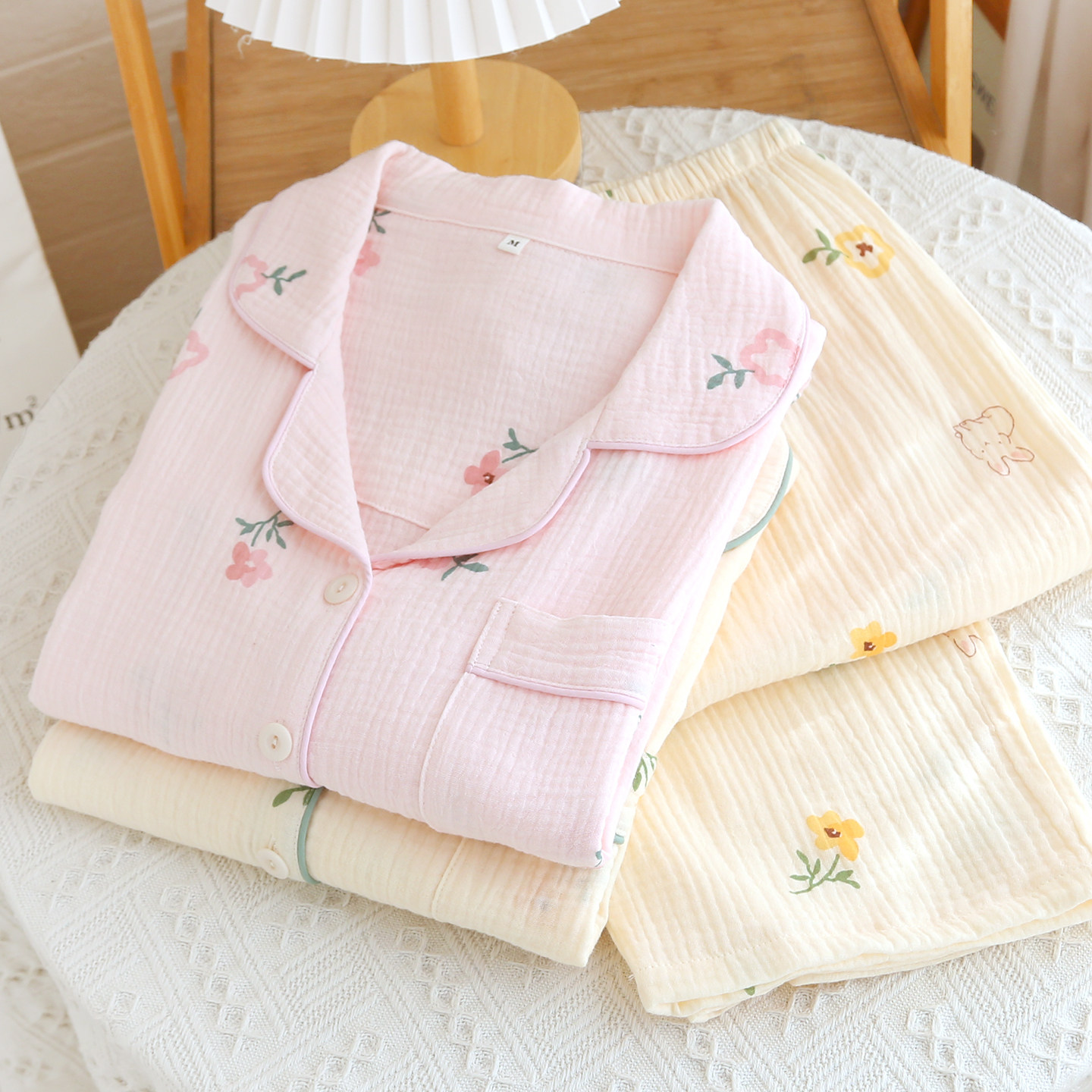 100%全棉睡衣女春秋2026新款夏天长袖甜美可爱纯棉双层纱布家居服,女士内衣/男士内衣/家居服,睡衣/家居服套装,淘宝优惠券,粉丝福利购,淘宝优惠卷