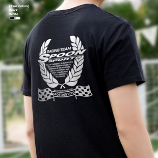 思域改装厂牌SPOON短袖JDM周边铃鹿赛道汽车文化T恤仙鹤男女圆领