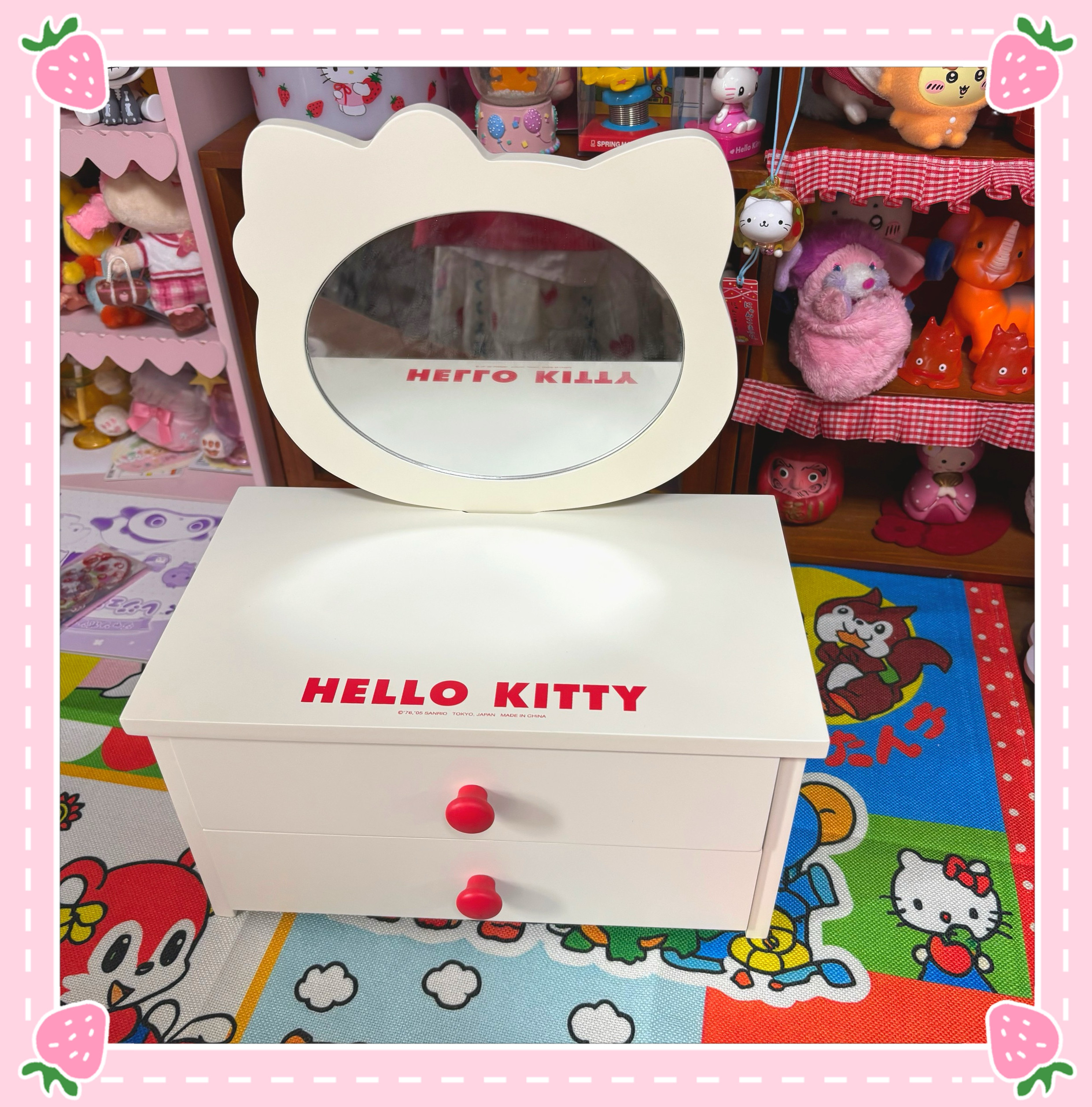 【小衣橱杂货铺】日本带回中古Hello kitty梳妆台 收纳盒