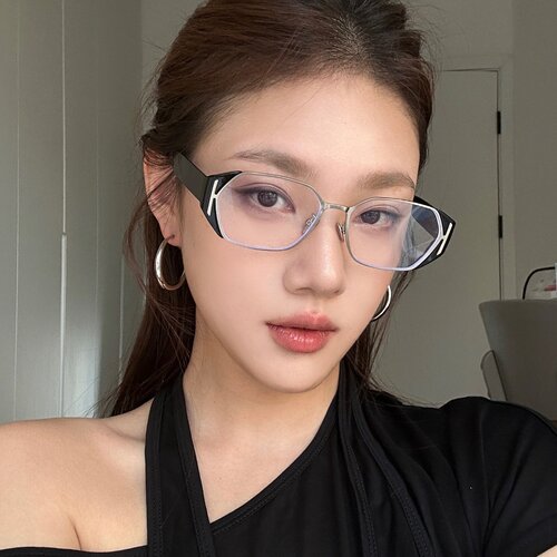 金属老钱风黑框素颜眼镜可配近视