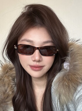 复古豹纹茶小框猫眼墨镜女方圆脸显瘦高级网感2025新款欧美太阳镜