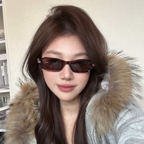 复古豹纹猫眼方形显瘦太阳镜