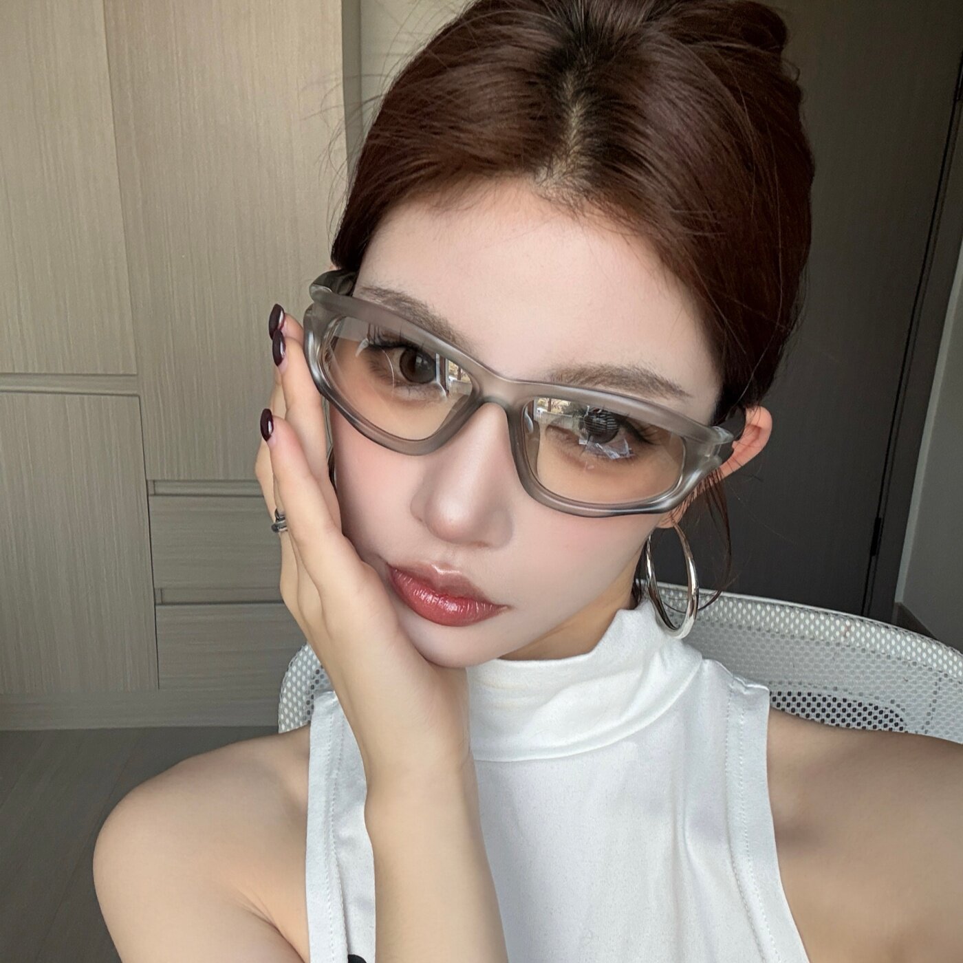 复古透灰色骑行水银色户外运动墨镜女潮方圆脸显瘦高级感太阳眼镜