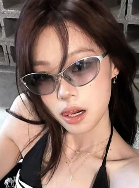 金属老钱风银框水银y2k欧美墨镜