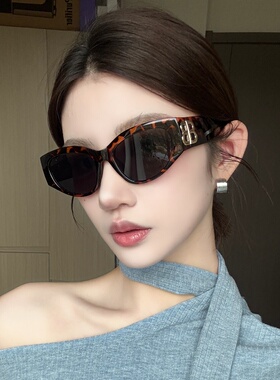豹纹色猫眼墨镜女方圆脸显瘦网感