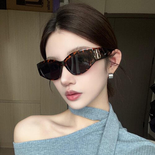 豹纹色猫眼墨镜女方圆脸显瘦网感