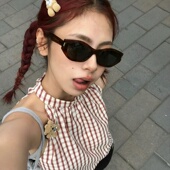 2024复古豹纹色可可镜猫眼墨镜方圆脸显瘦偏光高级感遮阳太阳镜女