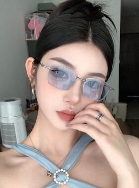 金属星星腿银框蓝清新辣妹风墨镜