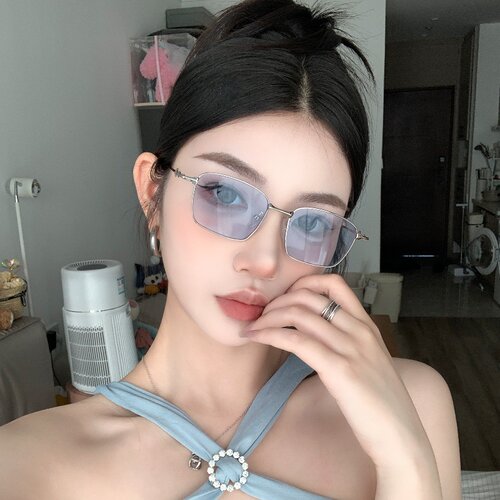 金属星星腿银框蓝清新辣妹风墨镜