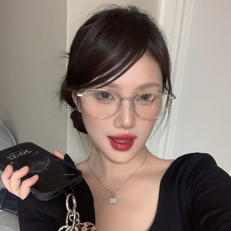 复古金属银框细边猫眼素颜眼镜女方圆脸显瘦高级网感学生近视度数,ZIPPO/瑞士军刀/眼镜,定制成品光学镜,淘宝优惠券,粉丝福利购,淘宝优惠卷