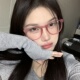 日系软萌妹卡通装 饰配近视度数 饰粉色眼镜女方圆脸显瘦大框素颜装