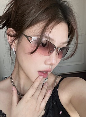 韩系银框粉渐变大框显瘦GM墨镜