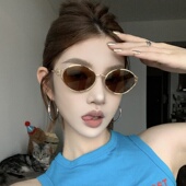 金属质感镂空茶色墨镜高级感方圆脸显瘦欧美辣妹风太阳镜女潮2025