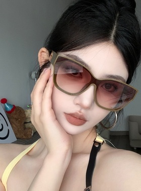 复古渐变茶大框猫眼墨镜女潮显瘦