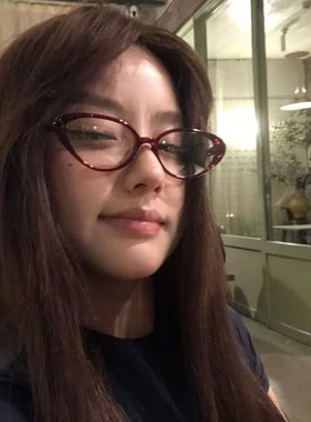 复古酒红色猫眼素颜眼镜近视度数