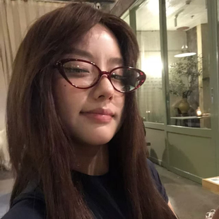 复古酒红色猫眼素颜眼镜框架女方圆脸显瘦办公室女妖风配近视度数