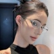 银色金属半框镂空腿超轻素颜可配近视度数防蓝光高智感女猫眼眼镜