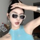 2026春夏复古方形gm墨镜女圆脸显瘦高级感欧美风韩版 米灰色太阳镜